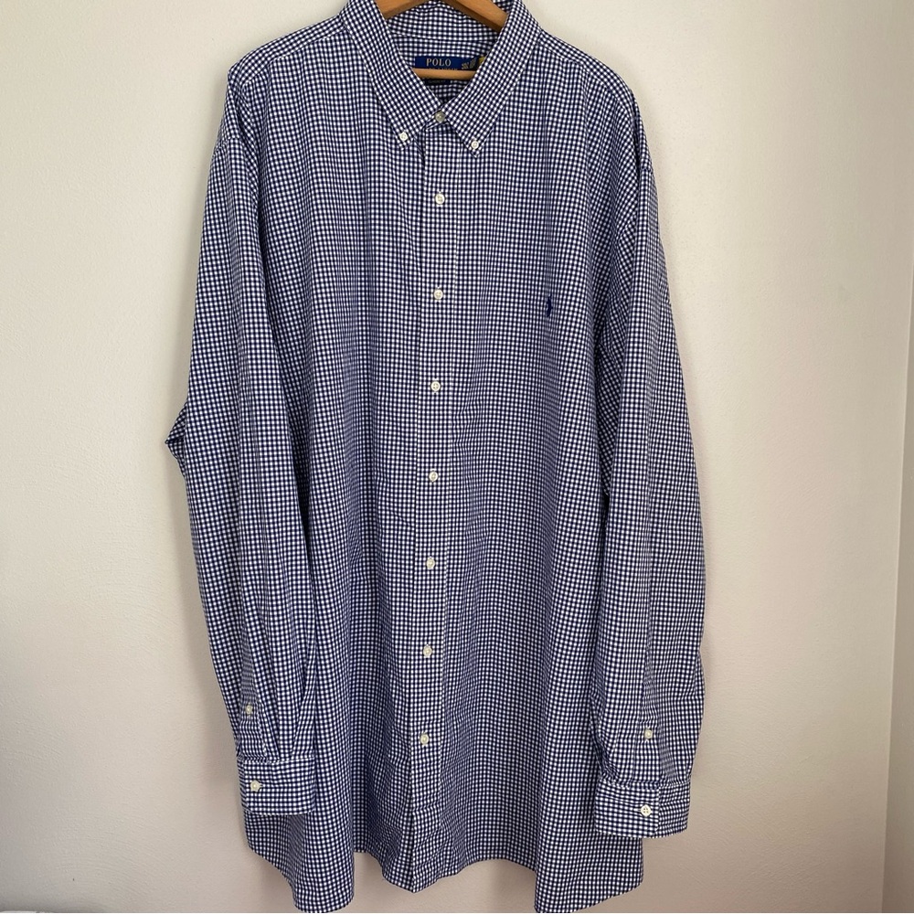 Polo Ralph Lauren Men's Button Down Long Sleeve Shirt 4XLT Tall Blue Stretch
